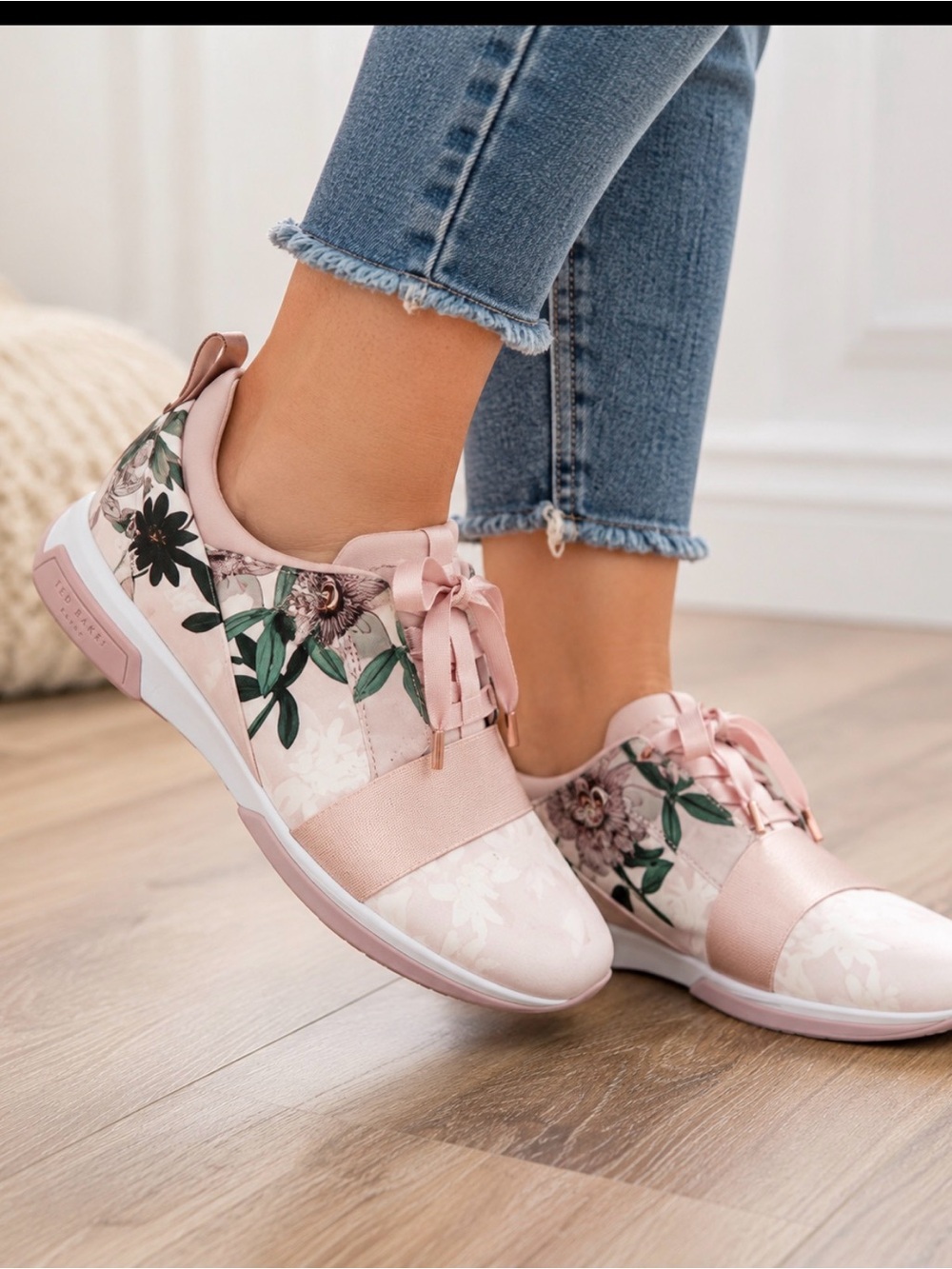 Ted Baker London Blush Pink Floral Sneakers Women’s Fashion Trainers